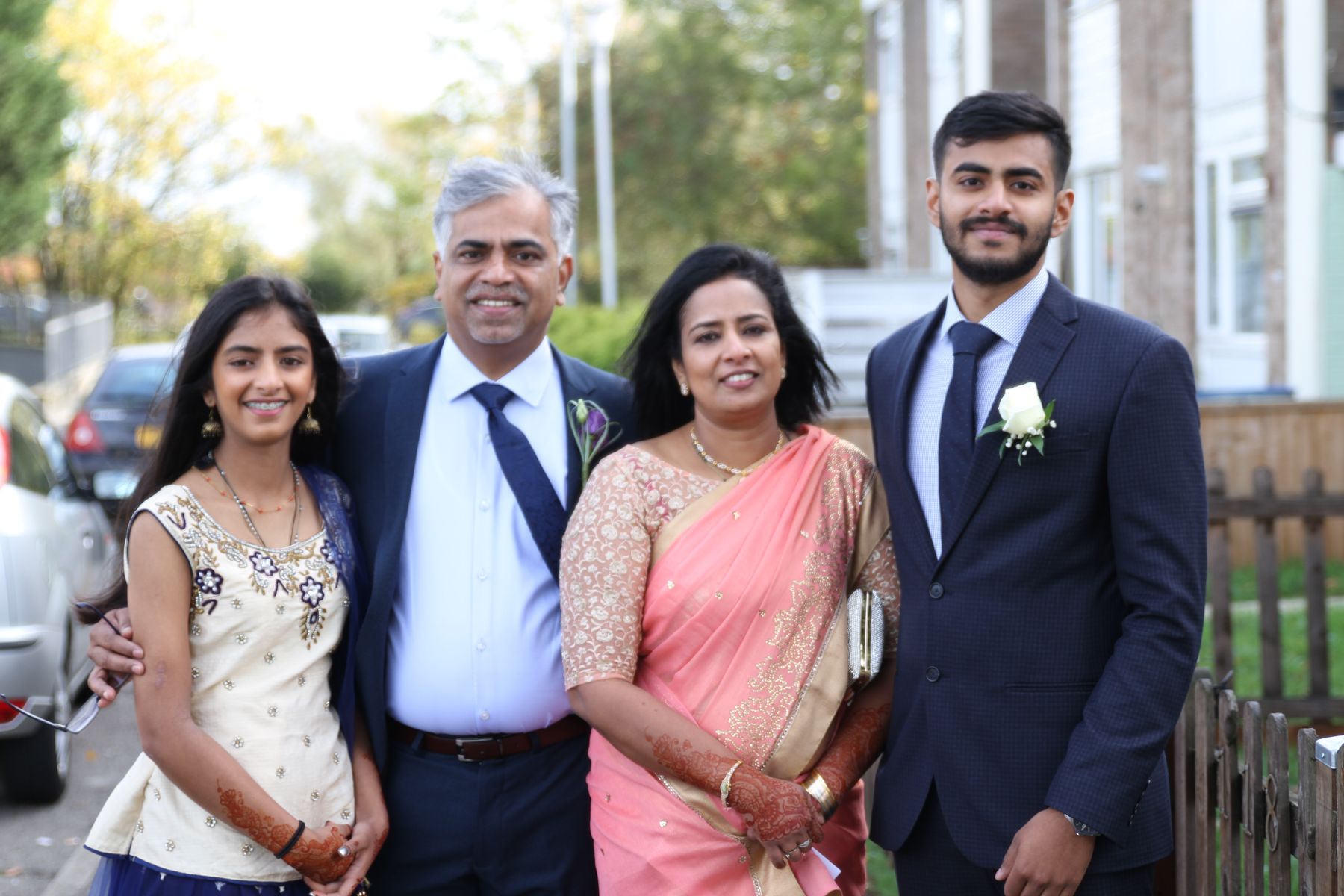 Family dressed up for a wedding day